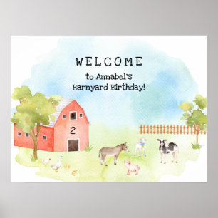 Barnyard Birthday Party baby animal welcome sign