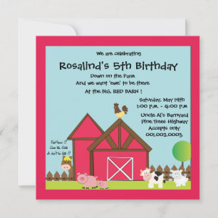 Barnyard Birthday Party / Farm Animals Invitation