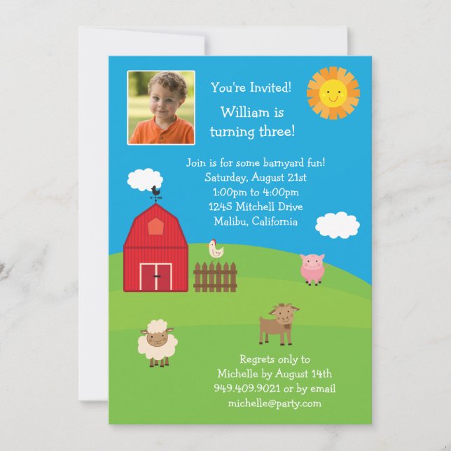 Barnyard Birthday Party Invitation (Front)