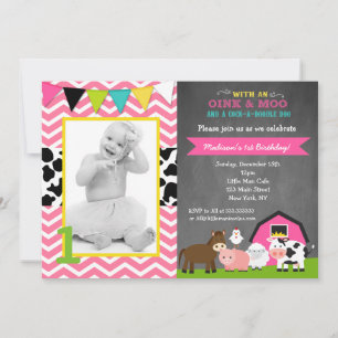 Barnyard Birthday Party Invitations for Girl