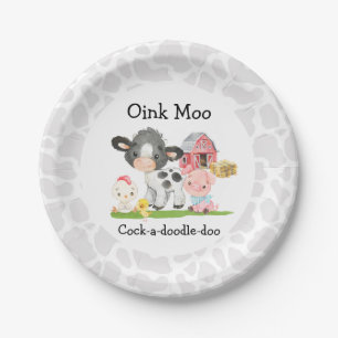 Barnyard Birthday Plate Oink Moo Cockadoodledoo
