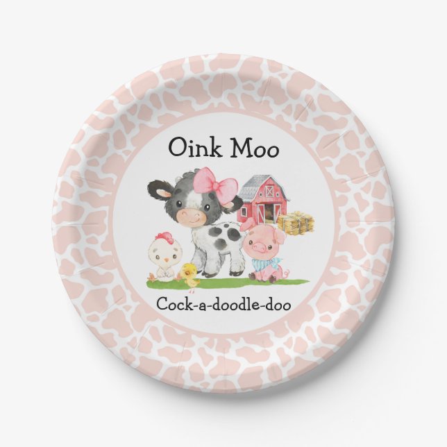 Barnyard Birthday Plate Oink Moo Cockadoodledoo (Front)
