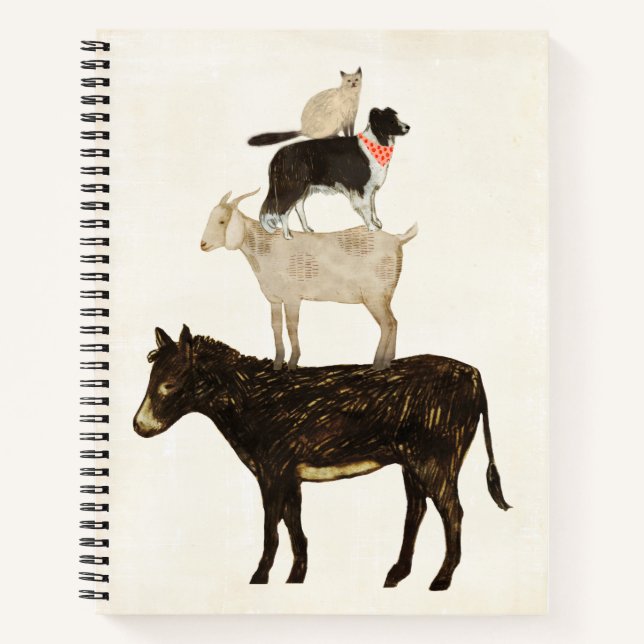 Barnyard Buds - Donkey, Goat, Dog, Cat Notebook (Front)
