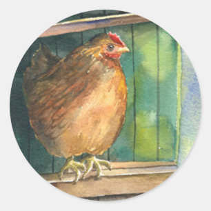Barnyard Chicken Classic Round Sticker
