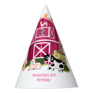 Barnyard Farm Animal 2nd Birthday  Party Hat