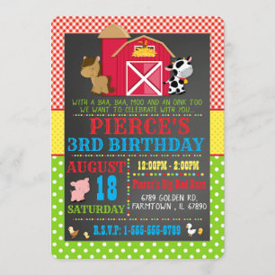 Barnyard Farm Animal Birthday Party Invitation