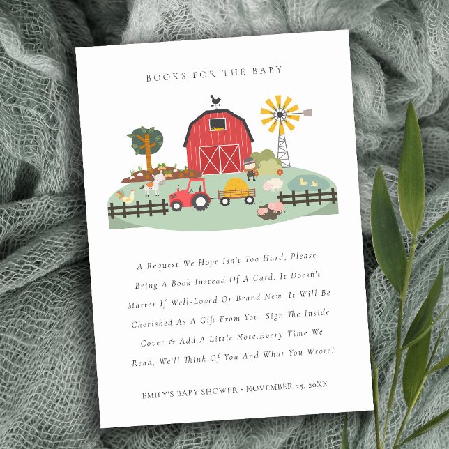 Barnyard Farm Animal Books for Baby Shower  Enclosure Card (Creator Uploaded)