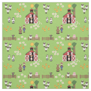 Barnyard farm animal green nursery fabric