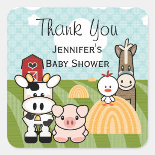 Barnyard Farm Animal Party Favour Sticker Labels