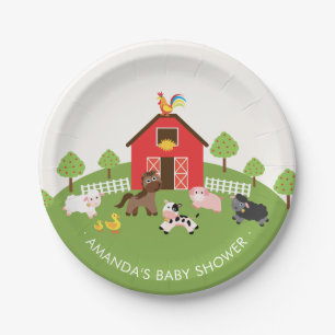 Barnyard Farm Animals Baby Shower 7" Plate