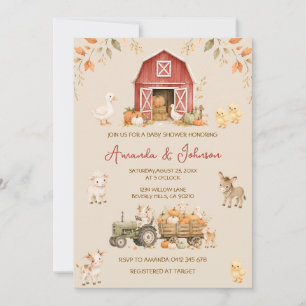 Barnyard Farm Animals Baby Shower Invitation