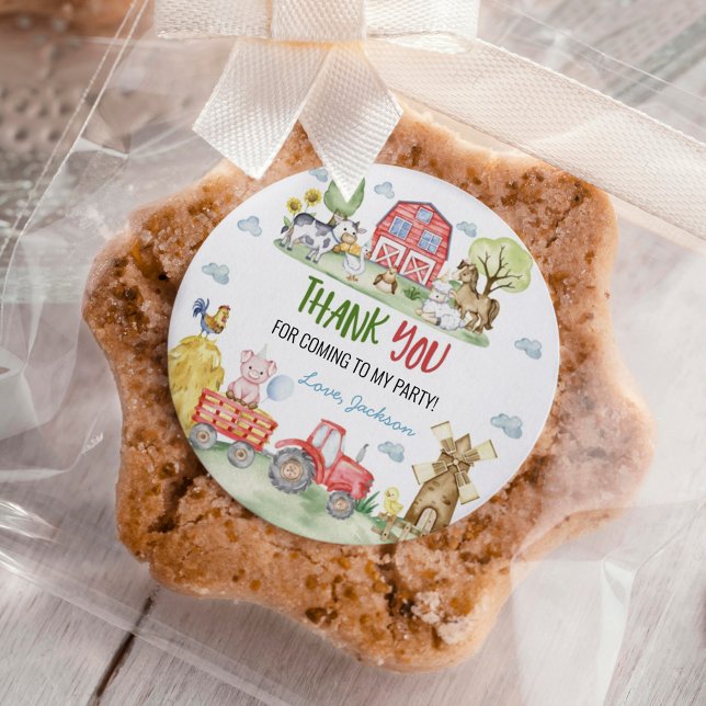 Barnyard Farm Animals Birthday Classic Round Sticker (Creator Uploaded)