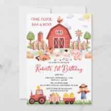 Barnyard Farm Animals Birthday Invitation