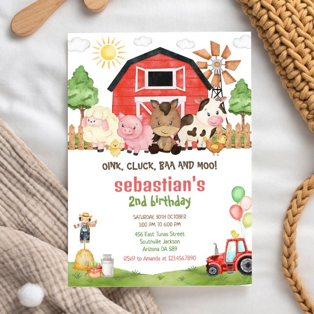 Barnyard Farm Animals Birthday Invitation (Creator Uploaded)