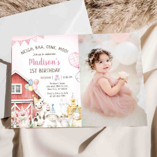 Barnyard Farm Animals Birthday Invitation Photo