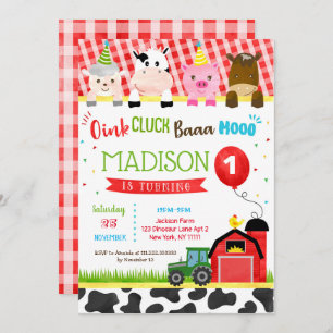 Barnyard Farm Animals Birthday Party Invitations