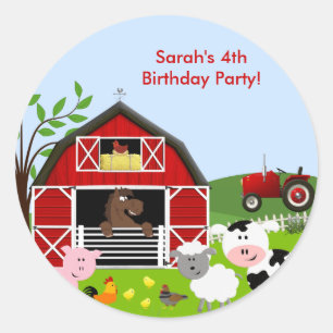 Barnyard Farm Animals Birthday Party Sticker