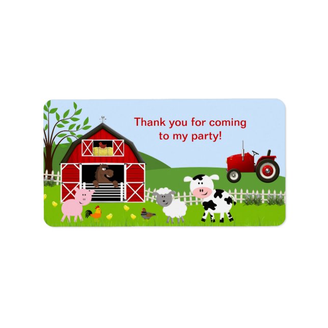Barnyard Farm Animals Favour Tag Address Label (Front)