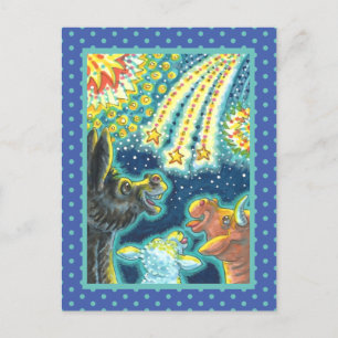 BARNYARD FARM ANIMALS ON FOURTH OF JULY Funny Cute Holiday Postcard