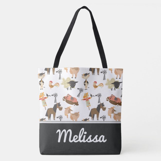 Barnyard Farm Animals | Personalised Tote Bag (Front)