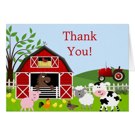 Barnyard Farm Animals Thank You Card | Zazzle.co.uk