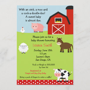 Barnyard Farm Baby Shower Invitation