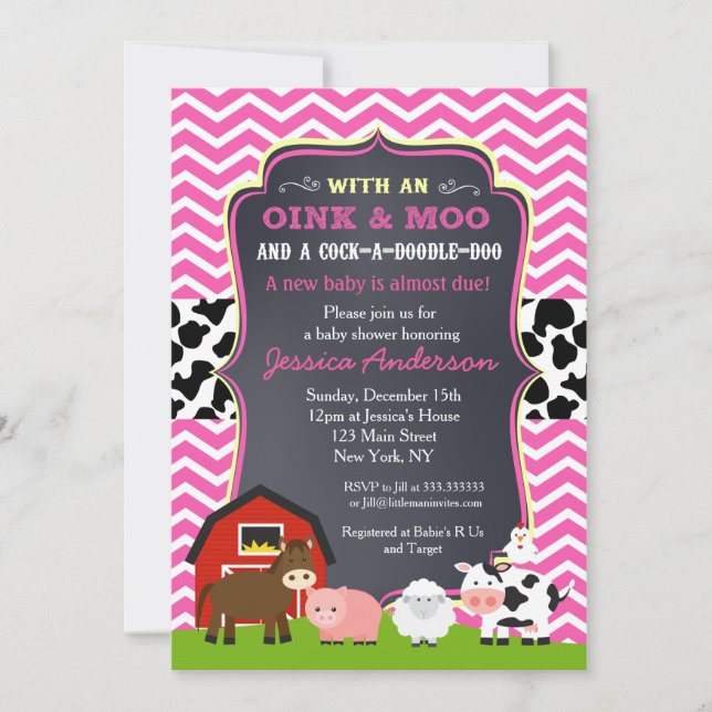 Barnyard Farm Baby Shower Invitations (Front)