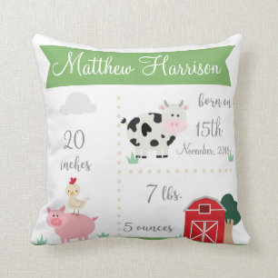 Barnyard Farm Birth Announcement Pillow