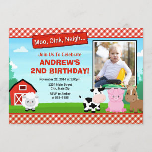 Barnyard Farm Birthday Invitation