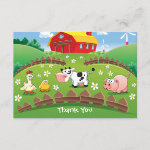 Barnyard Farm Birthday Thank You Card