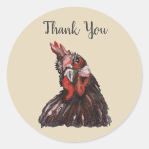 Barnyard Farm Party Rooster Thank You Stickers