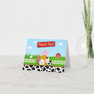 Barnyard Farm Thank You Card Folded Note Card