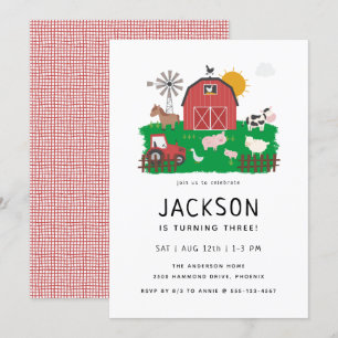 Barnyard Farm Theme Birthday Invitation
