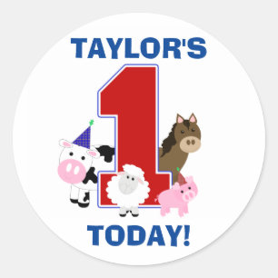 Barnyard First Birthday Sticker