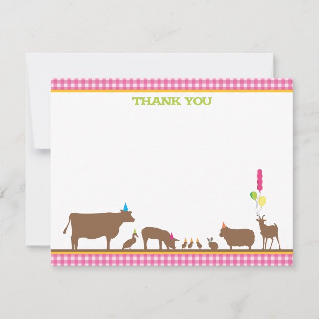 Barnyard Flat Thank You Note Note Card (Front)