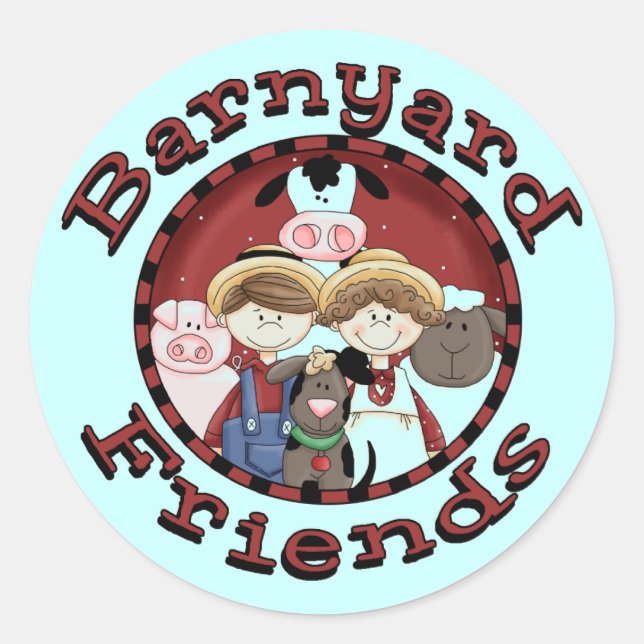 Barnyard Friends Tshirts and Gifts Classic Round Sticker (Front)
