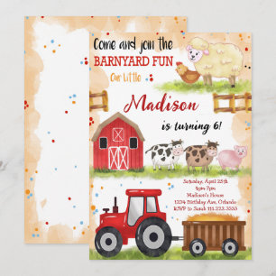 Barnyard Fun Farm Animals Birthday Invitation
