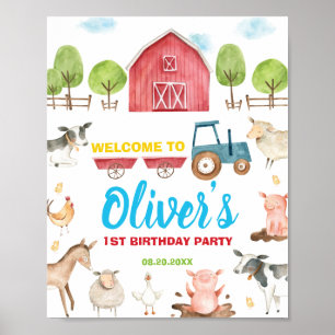 Barnyard Fun Party Farm Animals Birthday Welcome Poster