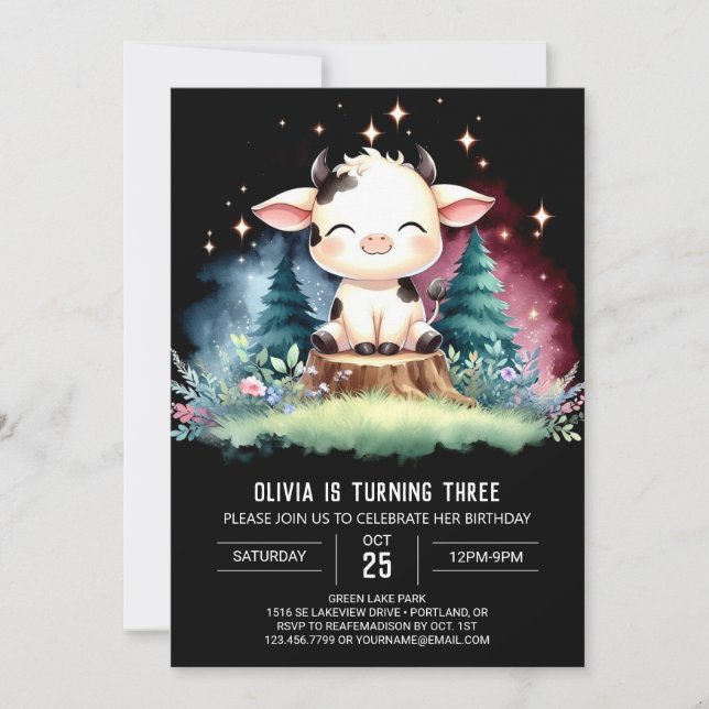 Barnyard Kids Cow Birthday Invitation (Front)