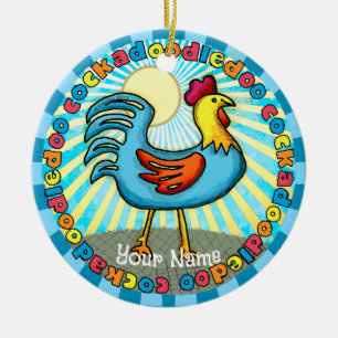barnyard Rooster Ceramic Tree Decoration