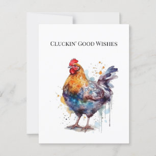 Barnyard Splendour: Watercolor Hen, custom Postcard