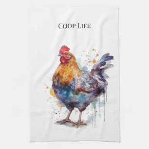 Barnyard Splendour: Watercolor Hen, custom Tea Towel