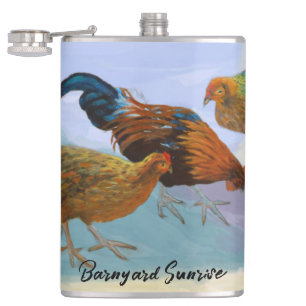 Barnyard Sunrise - Purples Blues Reds Tourquise Hip Flask