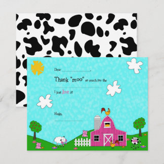 Barnyard Whimsy Pink Fill-in-the Blank  Thank You Card