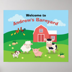 Barnyard with Animals Birthday Party Welcome Sign