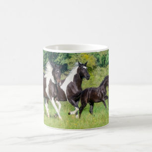 Barock Pinto Horses Herd with Cute Foal Galloping Coffee Mug