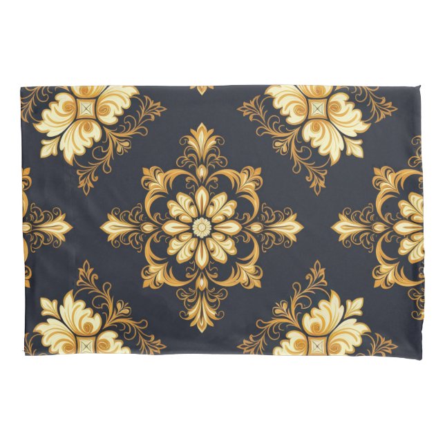 "Barockes Ornament-Muster in Gold und Schwarz" Dec Pillowcase (Front)