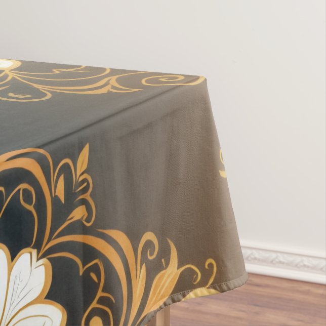 "Barockes Ornament-Muster in Gold und Schwarz" Dec Tablecloth (In Situ)