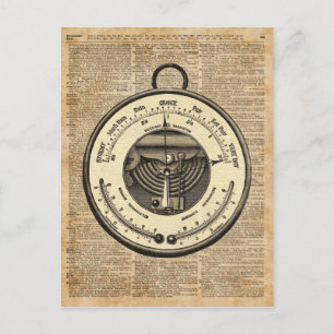 Barometer Vintage Tool Dictionary Art Postcard