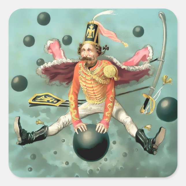 Baron Munchausen Rides a Cannonball Square Sticker (Front)